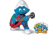 The Smurfs toy. Lead guitar player smurf toy figure