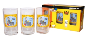 The Simpsons glass. Set of 3 Juice Glasses 'BBQ'