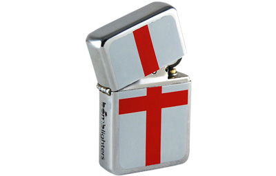 St George lighter. English flag polished chrome lighter