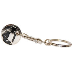 Michael Jackson keyring. Silver trolley coin keyring