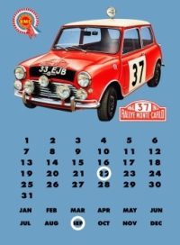 Mini Cooper wall plaque. Steel Wall Plaque Perpetual Calendar