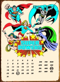 Super Powers wall plaque. perpetual metal calendar