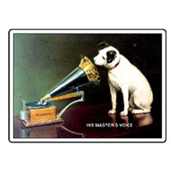 Metal magnet. HMV Dog