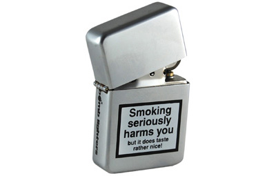 Smoking kills but tastes nice Lighter. Matte Chrome